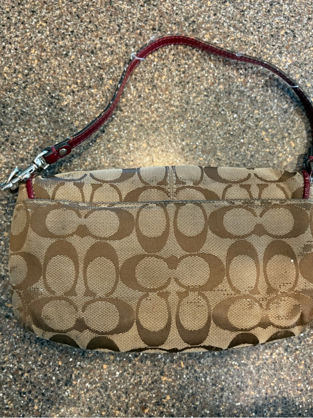 Coach Signature Jacquard w/ Burgundy Leather Trim Large Clutch/Wallet - Picture 2 of 5